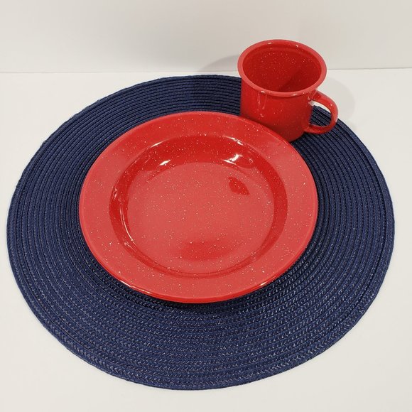 Vintage Red Speckled Enamelware Mugs (2) and Bowls (2) - Picture 2 of 5